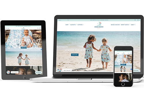 Shopify website displayed across desktop, tablet and mobile devices