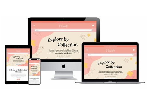 Erstwilder Museum Shopify website displayed across desktop, tablet and mobile devices