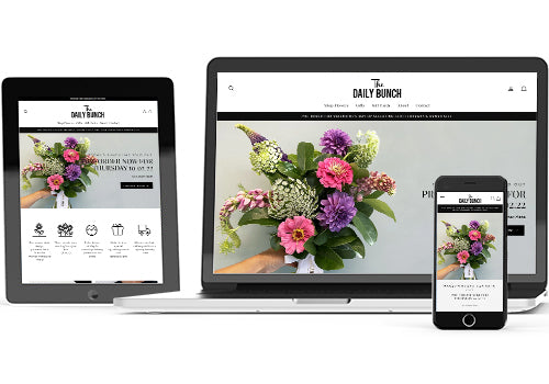 The Daily Bunch Shopify website displayed across desktop, tablet and mobile devices